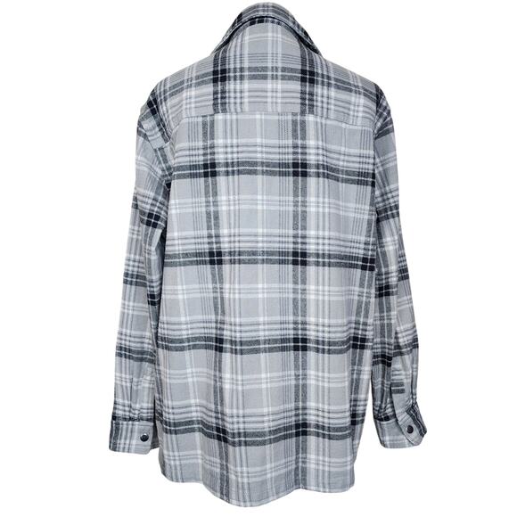 H&M Medium Grey Gray Plaid Flannel Long Sleeve Jacket - Picture 2 of 5
